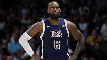 Basketball - Basketball Showcase Game - United States v Australia - Etihad Arena, Abu Dhabi, United Arab Emirates - July 15, 2024 LeBron James of the U.S. during the game REUTERS/Amr Alfiky