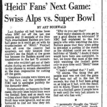 Partidus interruptus, cuando Heidi par車 a Joe Namath
