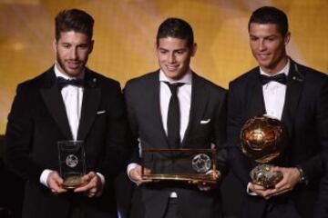 Sergio Ramos, James Rodríguez y Cristiano Ronaldo.