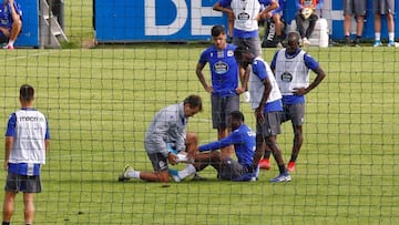 Koné se retiró con un esguince de tobillo