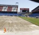 El Atleti comienza la colocación del nuevo césped del Calderón