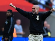 The Manchester City manager spoke about City’s prospects of winning a domestic treble.