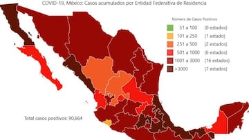 Mapa y casos de coronavirus en M&eacute;xico por estados hoy 31 de mayo