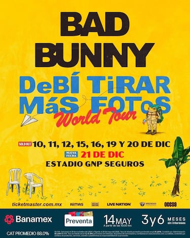 Bad Bunny en México 2025: cuántos conciertos dará y cuántos boletos quedan