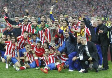 Los jugadores del Atlético celebran el título de 2012.
