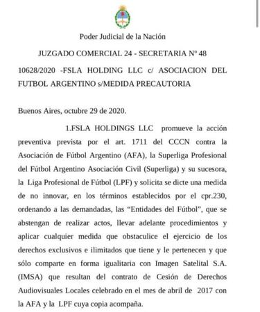 La Justicia falla en contra de AFA y el fútbol va por FOX