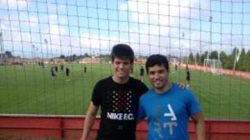 Jorge Meré y su hermano Álvaro, esta tarde en Mareo.