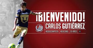 El canterano universitario se fue en calidad de préstamo al recién ascendido Atlético de San Luis. 