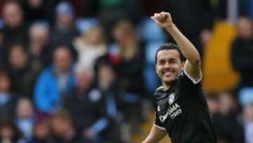 Pedro celebrando su primer gol..