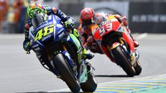 Valentino Rossi y Marc M&aacute;rquez durante el Gran Premio de Francia 2017.