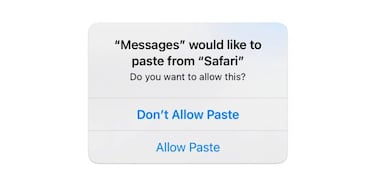 Apple confirma un error de iOS 16 con la función de pegado
