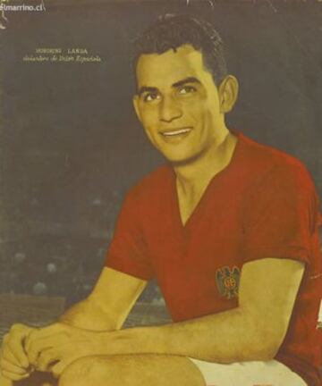 Honorino Landa: el hábil goleador era el 9 de la selección de 1962. Gloria de la Unión Española.