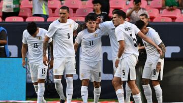 Facundo Pellistri celebrates his goal 0-2 of Uruguay during the game international friendly between Mexican National team (Mexico) and Uruguay at Empower Field at Mile High Stadium, on June 05, 2024, Denver Colorado, United States.