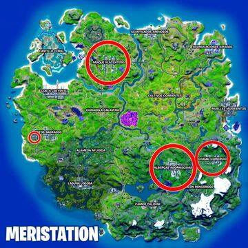 Estas son varias de las zonas del mapa con decoración de Halloween y cubos de caramelos