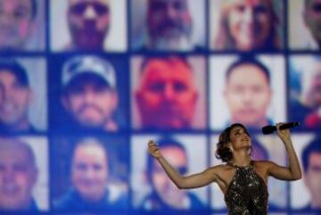 La cantante Laura Wright durante la ceremonia de apertura de los Juegos.