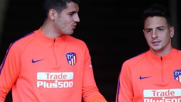 Morata y Arias en un entrenamiento del Atl&eacute;tico