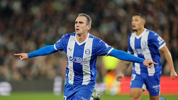 Celebración de un gol ante el Betis.