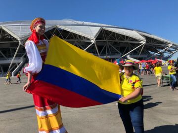 Miles de colombianos están en el Samara Arena para alentar a la Selección y empujarla a la victoria ante Senegal para asegurar su cupo en octavos de final.