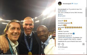Michel Salgado, comparti¨® varias instant¨¢neas del partido y la celebraci¨®n en Instagram.