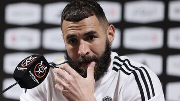 Soccer Football - Spanish Super Cup - Final - Real Madrid Press Conference - Al Nassr Saudi Club, Riyadh, Saudi Arabia - January 14, 2023  Real Madrid's Karim Benzema during the press conference REUTERS/Ahmed Yosri