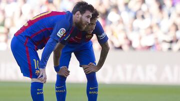 Messi y Neymar, jugadores del Barcelona.