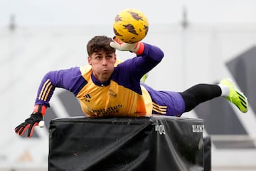 Kepa, entrenando ayer.