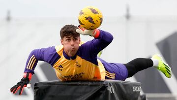 Kepa, en un entrenamiento del Real Madrid.