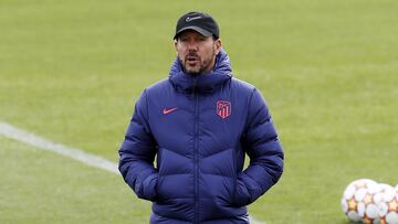 Simeone, en el entrenamiento del Atl&eacute;tico.