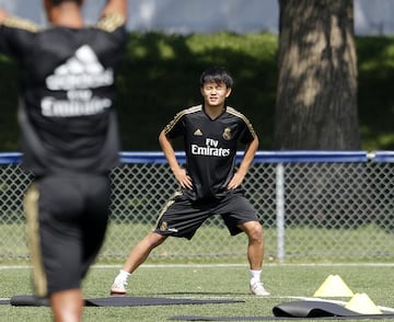 The Japanese player is causing a stir at Real Madrid's Montreal training base.