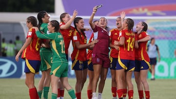 Las jugadoras españolas celebran la victoria ante Ecuador en cuartos.