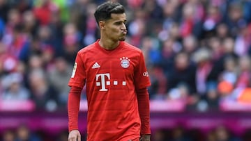 Bayern Munich&#039;s Brazilian midfielder Philippe Coutinho reacts during the German first division Bundesliga football match FC Bayern Munich vs TSG 1899 Hoffenheim in Munich, southern Germany, on October 5, 2019. (Photo by Christof STACHE / AFP) / DFL R