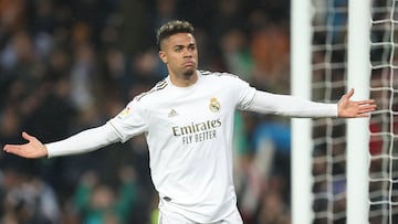 Mariano diaz celebrating his goal during the Liga match between Real Madrid CF and FC Barcelona at Estadio Santiago Bernabeu on March 01, 2020 in Madrid, Spain. (Photo by Raddad Jebarah/NurPhoto via Getty Images)