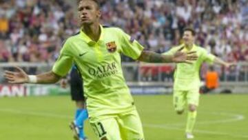 Neymar, autor de los dos goles del Barcelona ante el Bayern, en el Allianz Arena.