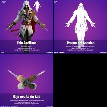 Todos los objetos de Ezio Auditore en Fortnite