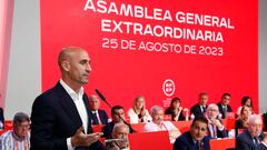 Rubiales, durante la asamblea de la Federación Española.