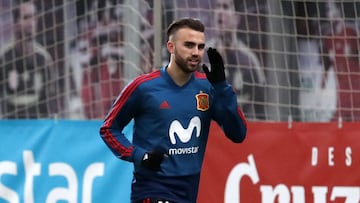 Borja Mayoral, durante un entrenamiento con la Sub-21.