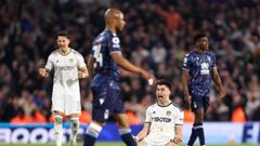 LEEDS, ENGLAND - APRIL 04: Marc Roca of Leeds United celebrates at full time during the Premier League match between Leeds United and Nottingham Forest at Elland Road on April 4, 2023 in Leeds, United Kingdom. (Photo by Robbie Jay Barratt - AMA/Getty Images)