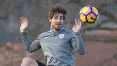 Yeray durante un entrenamiento con el Athletic. 