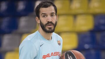 Pau Ribas, escolta del Barcelona, durante un entrenamiento.