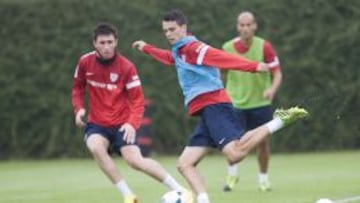 Mor&aacute;n, en un entrenamiento del Athletic.