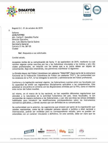 Dimayor se niega a negociar peticiones de Acolfutpro