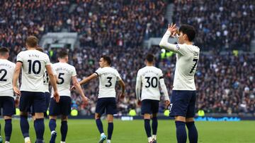 Soccer Football - Premier League - Tottenham Hotspur v West Ham United - Tottenham Hotspur Stadium, London, Britain - March 20, 2022 Tottenham Hotspur's Son Heung-min celebrates scoring their second goal REUTERS/David Klein EDITORIAL USE ONLY. No use