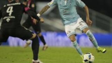 Augusto, ayer durante el partido ante el Almería.