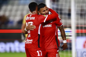 Alexis Vega celebrates his goal 0-1 of Toluca during the 8th round match between Pachuca and Toluca as part of the Liga BBVA MX, Torneo Apertura 2024 at Hidalgo Stadium on September 17, 2024 in Pachuca, Hidalgo, Mexico.