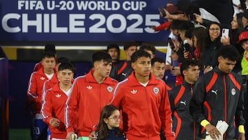 Futbol, Egipto vs Chile.
Mundial sub 20, Chile 2025.
El jugador de Chile Juan Francisco Rossel es fotografiado durante un partido del grupo A del mundial sub 20 contra Egipto disputado en el estadio Nacional de Santiago, Chile.
03/10/2025
Jonnathan Oyarzun/Photosport
Football, Egypt vs Chile.
U-20 World Cup Championship.
Chile’s player Juan Francisco Rossel is pictured during a Group A match of the U-20 World Cup against Egypt at the Nacional stadium in Santiago, Chile.
03/10/2025
Jonnathan Oyarzun/Photosport
