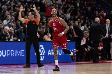 Shabazz Napier celebra la victoria del Armani Milán ante el Partizán, la última en la Euroliga el pasado 9 de marzo.