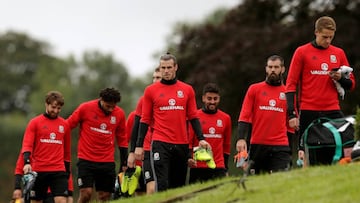 Bale, durante el entrenamiento de Gales.