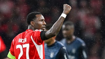 Berlin (Germany), 03/10/2023.- Union'Äôs Sheraldo Becker celebrates after scoring the 2-0 during the UEFA Champions League group C soccer match between Union Berlin and Sporting de Braga, in Berlin, Germany, 03 October 2023. (Liga de Campeones, Alemania) EFE/EPA/FILIP SINGER
