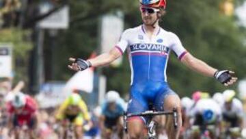 Peter Sagan celebra su victoria.