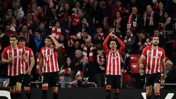 Athletic Bilbao's Spanish forward #07 Alex Berenguer celebrates after scoring his team's first goal during the Spanish league football match between Athletic Club Bilbao and Girona FC at the San Mames stadium in Bilbao on February 19, 2024. (Photo by ANDER GILLENEA / AFP)